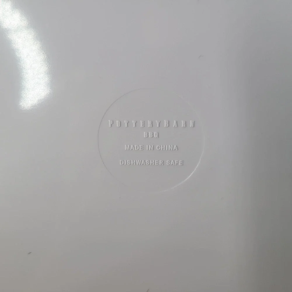 Pottery Barn New Old Stock BBQ Burger Serving Tray Plastic Red White 15x20 w Box